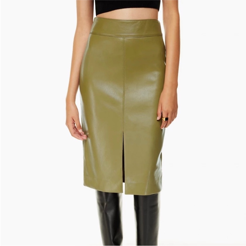 Aritiza dark green Pegu leather pencil skirt